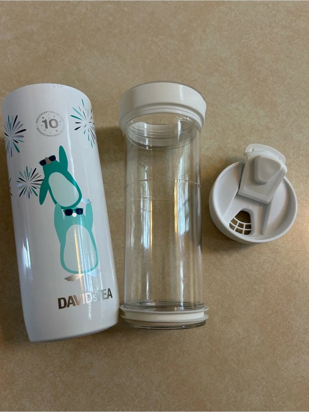 David’s Tea Travel Infuser Insulated Mug Bottle Tumbler stainless
